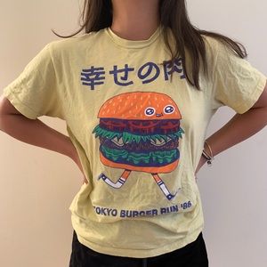 Yellow animated Japanese shirt cotton